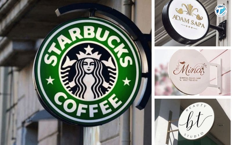 Hình ảnh các bảng hiệu tròn ở các loại mặt tiền